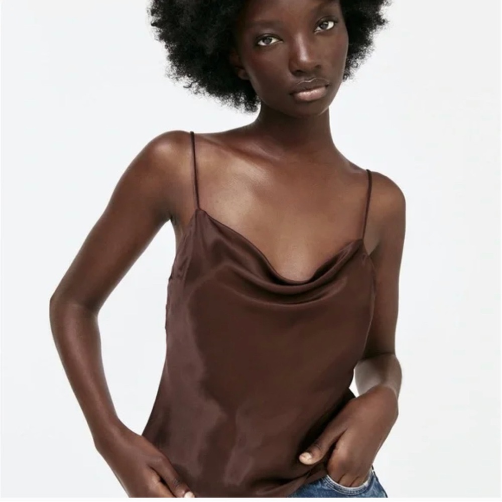Zara- Satin effect silk top